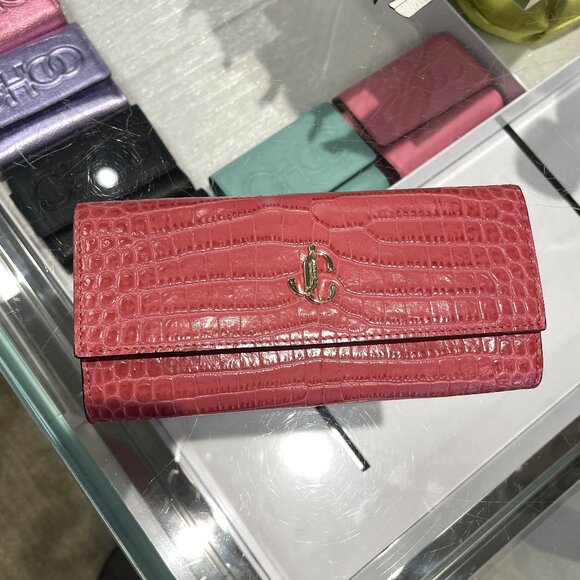Jimmy Choo Handbags - NWT JIMMY CHOO  Calfskin Crocodile Embossed Continental Wallet candyflos